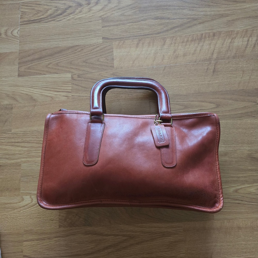 Vintage 70s Coach Red Leather Slim Satchel Top Handle Bag NYC Talon 646-5410